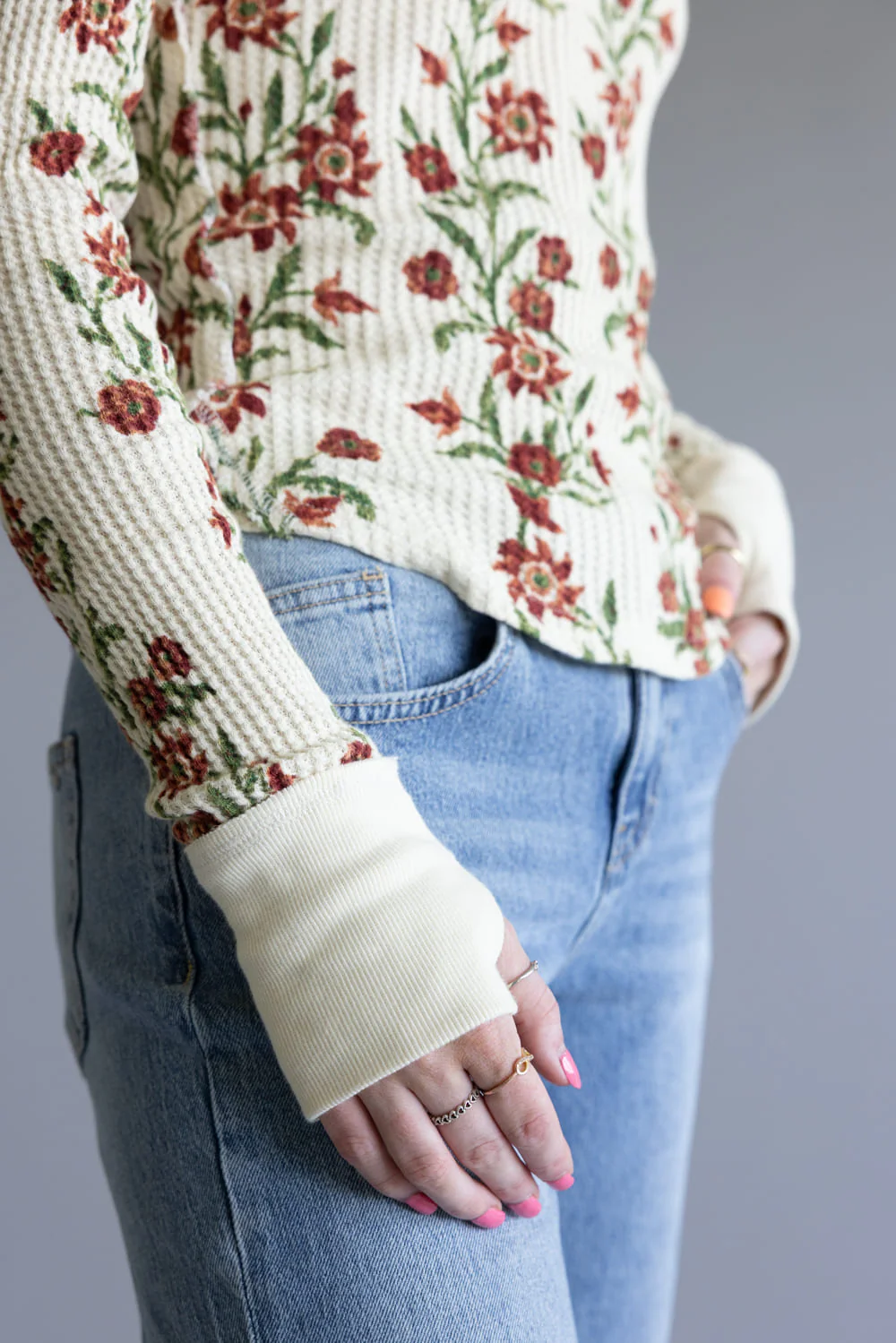 Free People We The Free Pretty Little Thermal for Women in Sand Combo Folk Vine | OB1874365-1006-SANDCOMBOFOLKVINTAGE - Image 4