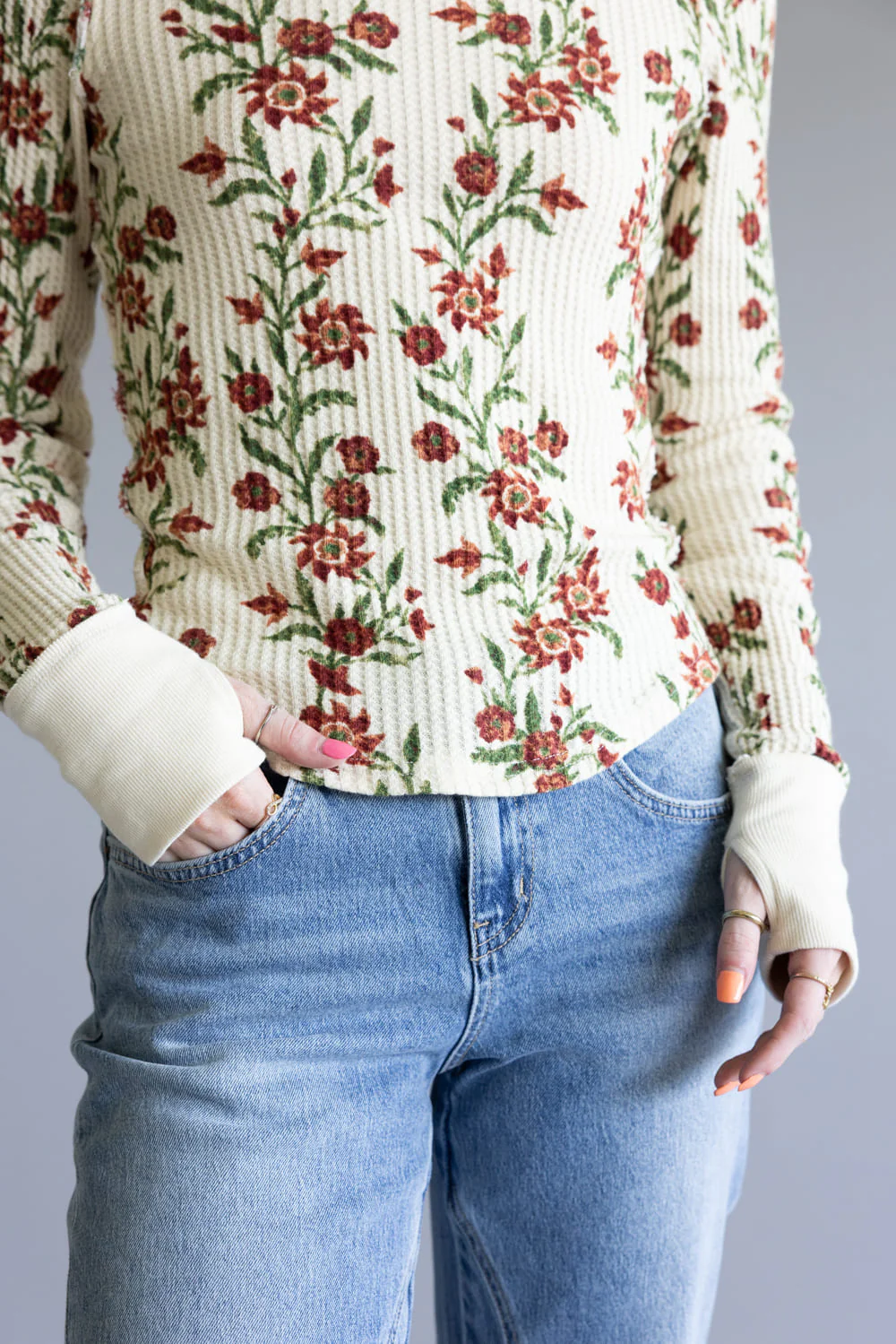 Free People We The Free Pretty Little Thermal for Women in Sand Combo Folk Vine | OB1874365-1006-SANDCOMBOFOLKVINTAGE - Image 5