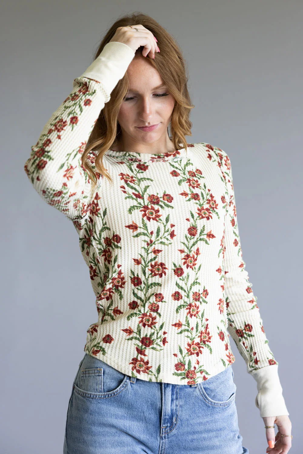 Free People We The Free Pretty Little Thermal for Women in Sand Combo Folk Vine | OB1874365-1006-SANDCOMBOFOLKVINTAGE - Image 6