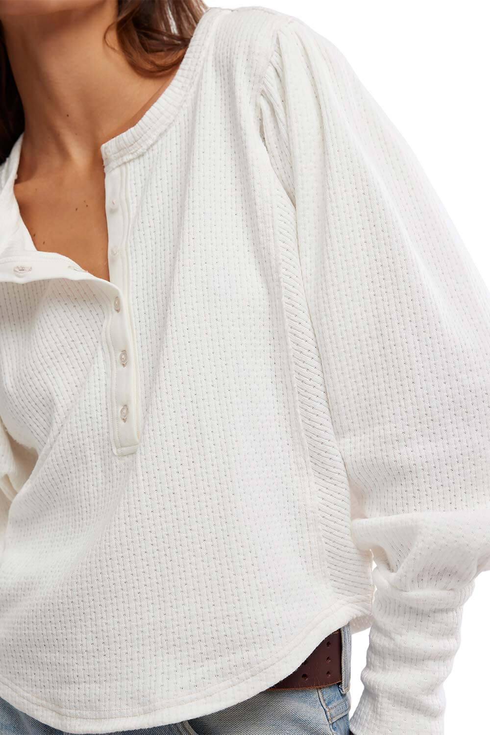 Free People We The Free Quinn Thermal Shirt for Women in Ivory | OB2368119-1103-IVORY - Image 3