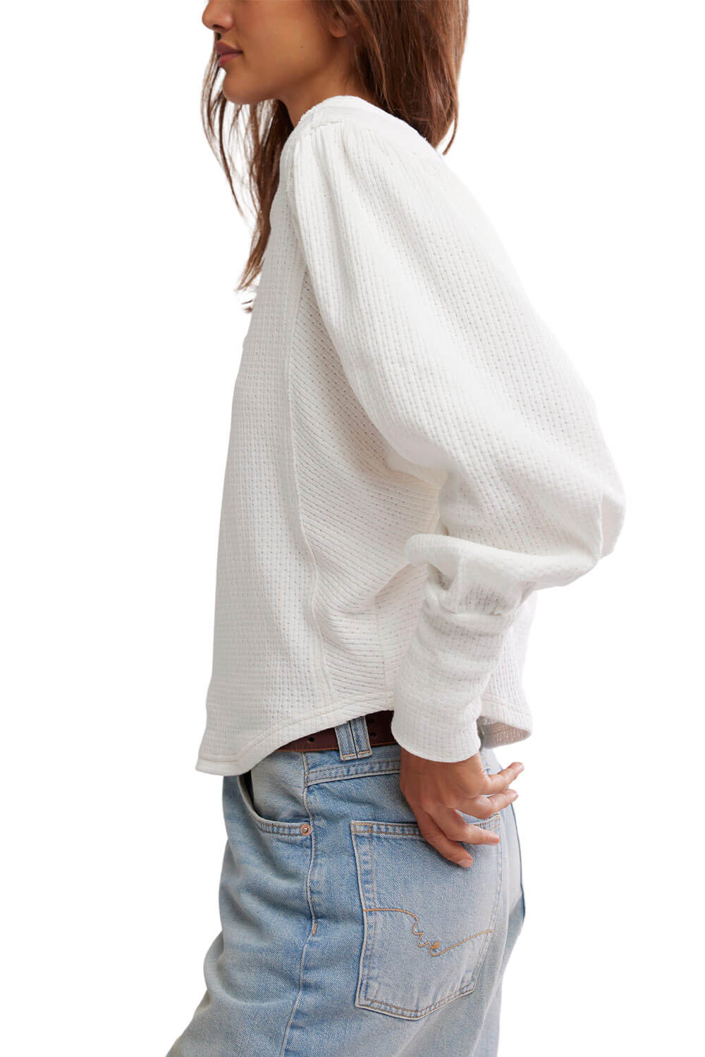 Free People We The Free Quinn Thermal Shirt for Women in Ivory | OB2368119-1103-IVORY - Image 5