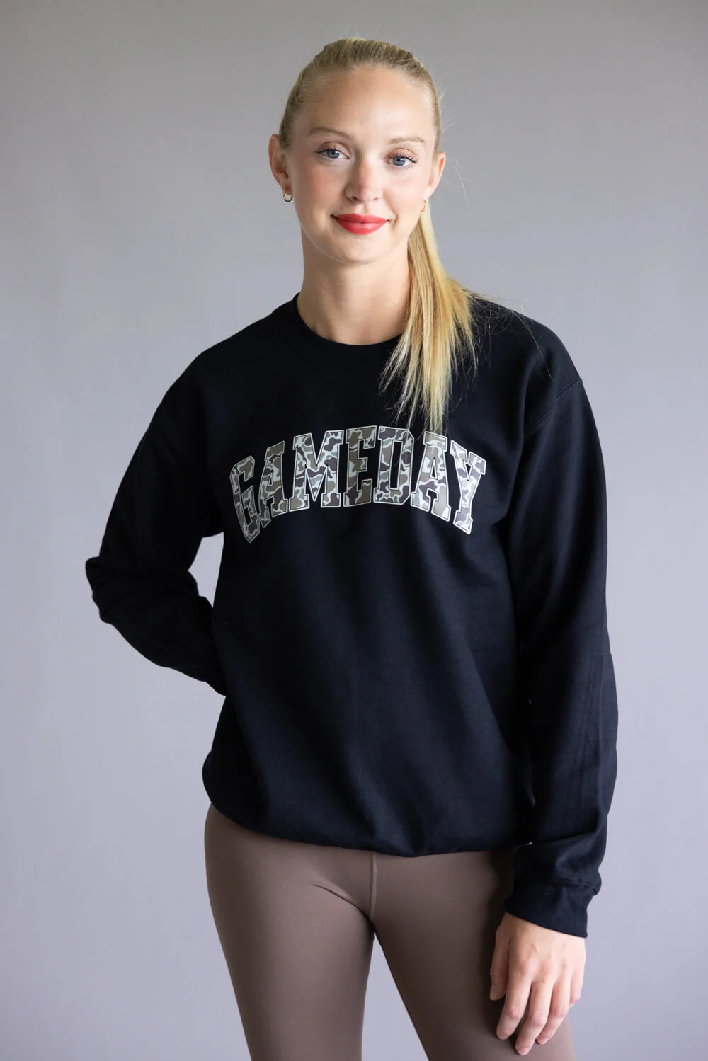 Gameday Camo Sweatshirt for Women in Black  | CREW-GAMEDAY-BLACK - Image 4