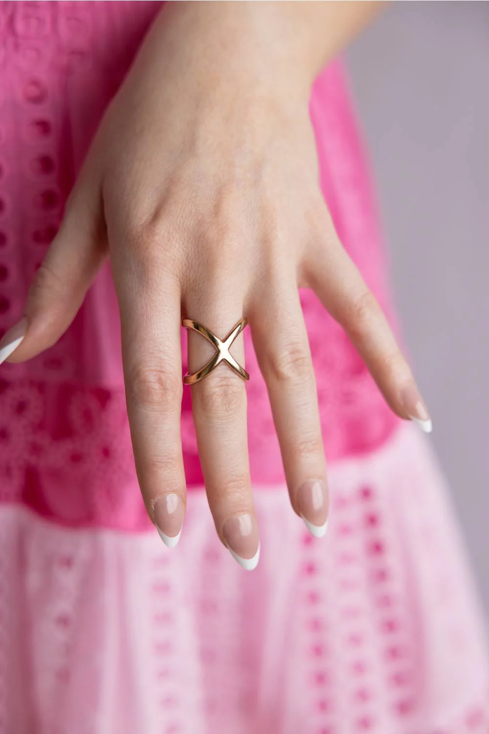Geometric Scarf Ring for Women in Gold | SFR1018GD - Image 4