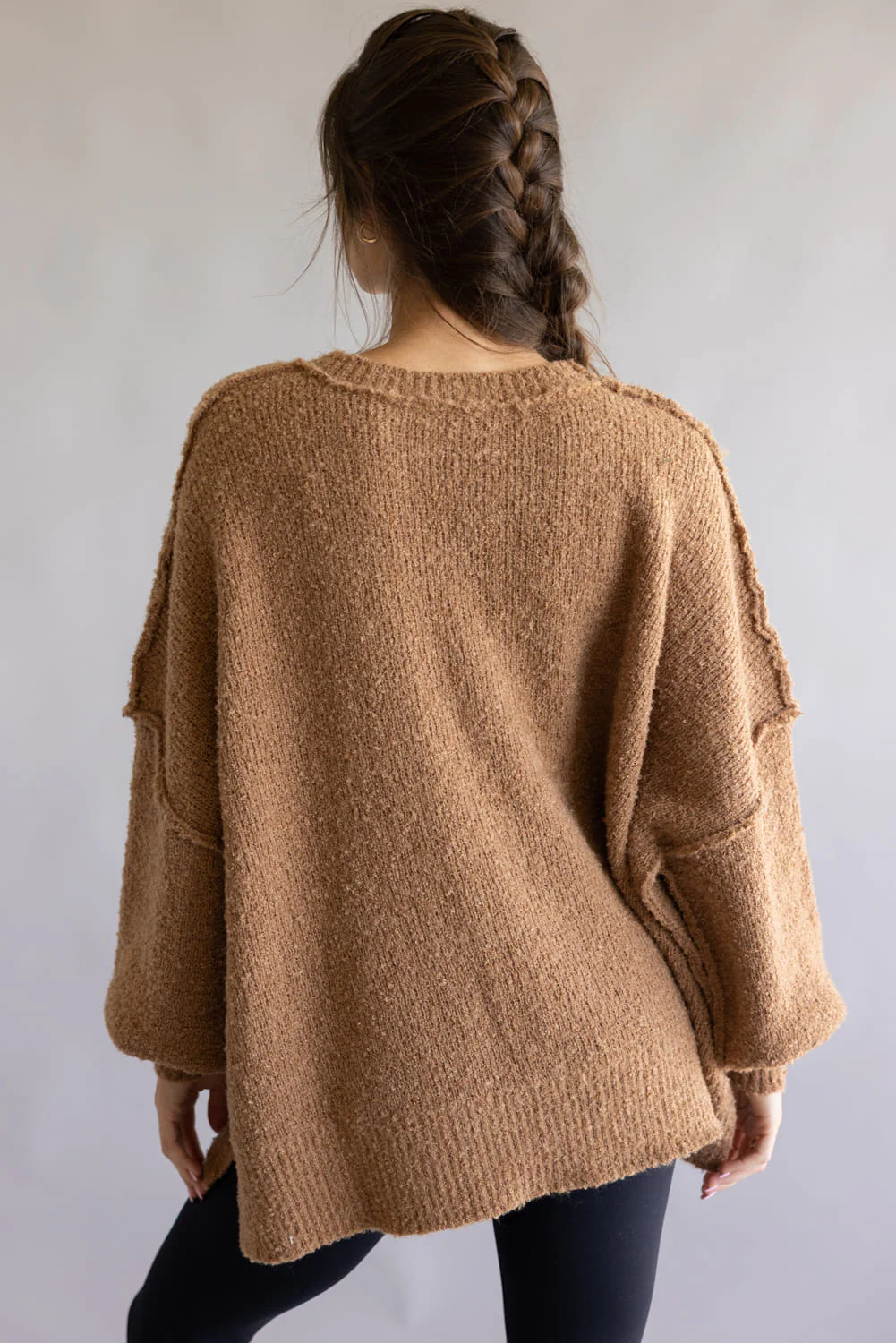 Gingerbread Man Oversized Sweater for Women in Brown | IFKT65656-01-BROWN - Image 3