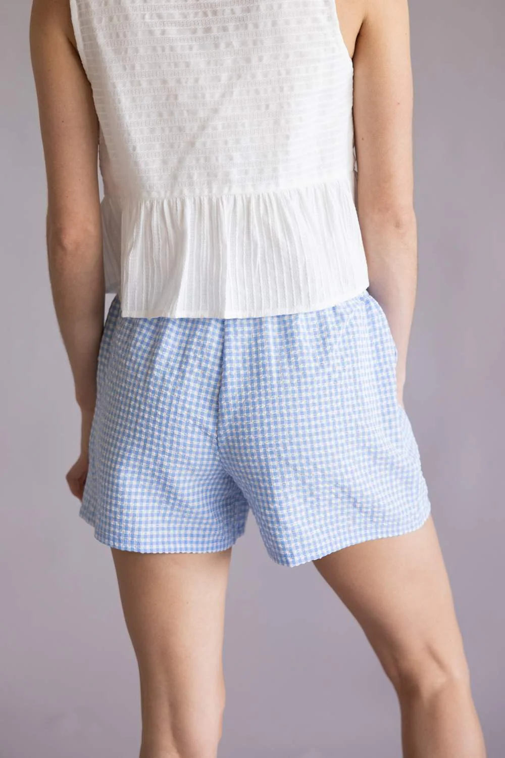 Gingham Boxer Shorts for Women in Blue | DZ25A957-BLUE - Image 3