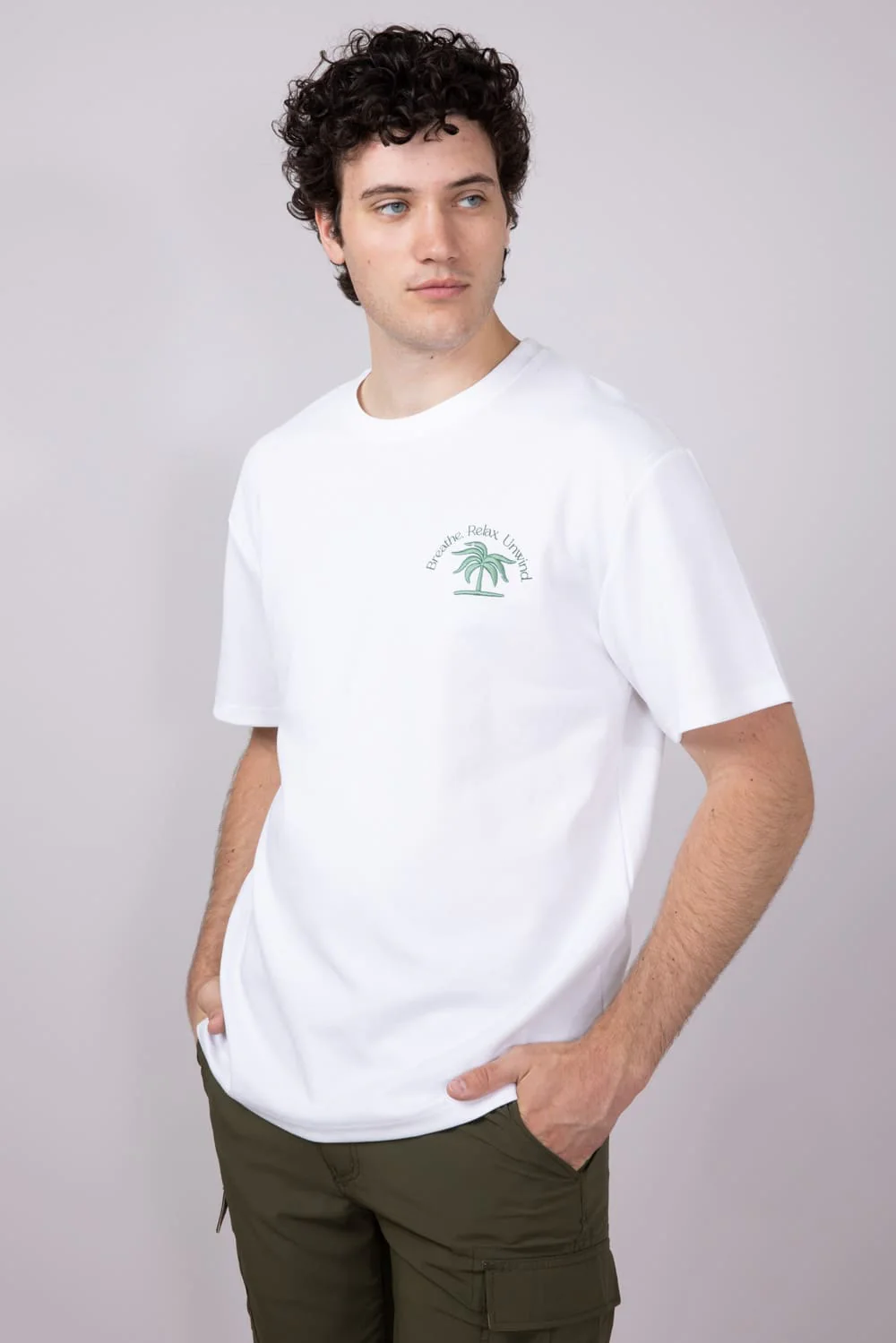 Cactus Man Green Palm Tree T-Shirt for Men in Off White | CKTS C161 - Image 5