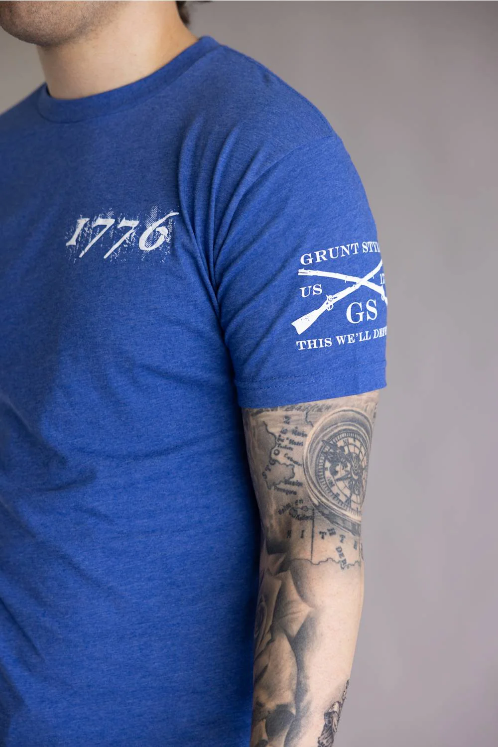 Grunt Style 1776 Flag T-Shirt for Men in Royal Blue | GS7889-ROYAL - Image 3