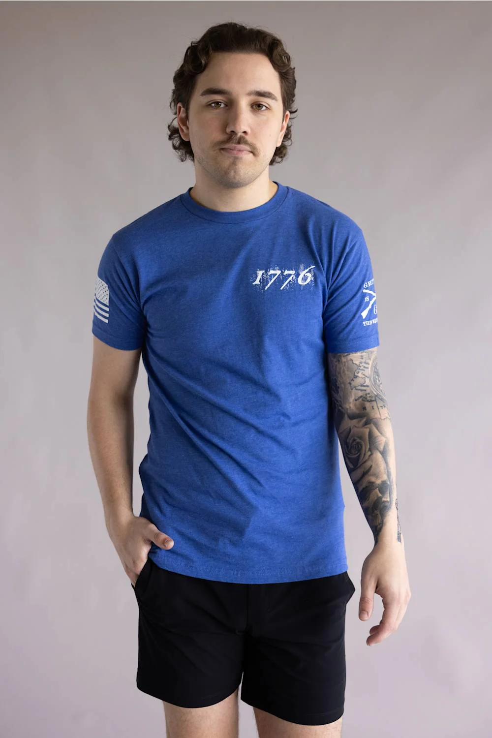 Grunt Style 1776 Flag T-Shirt for Men in Royal Blue | GS7889-ROYAL - Image 4