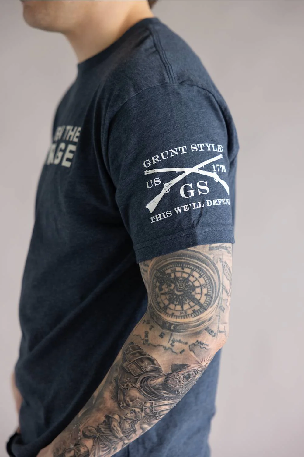 Grunt Style 1776 Garage T-Shirt for Men in Navy | GS7227-MIDNIGHTNAVY - Image 2