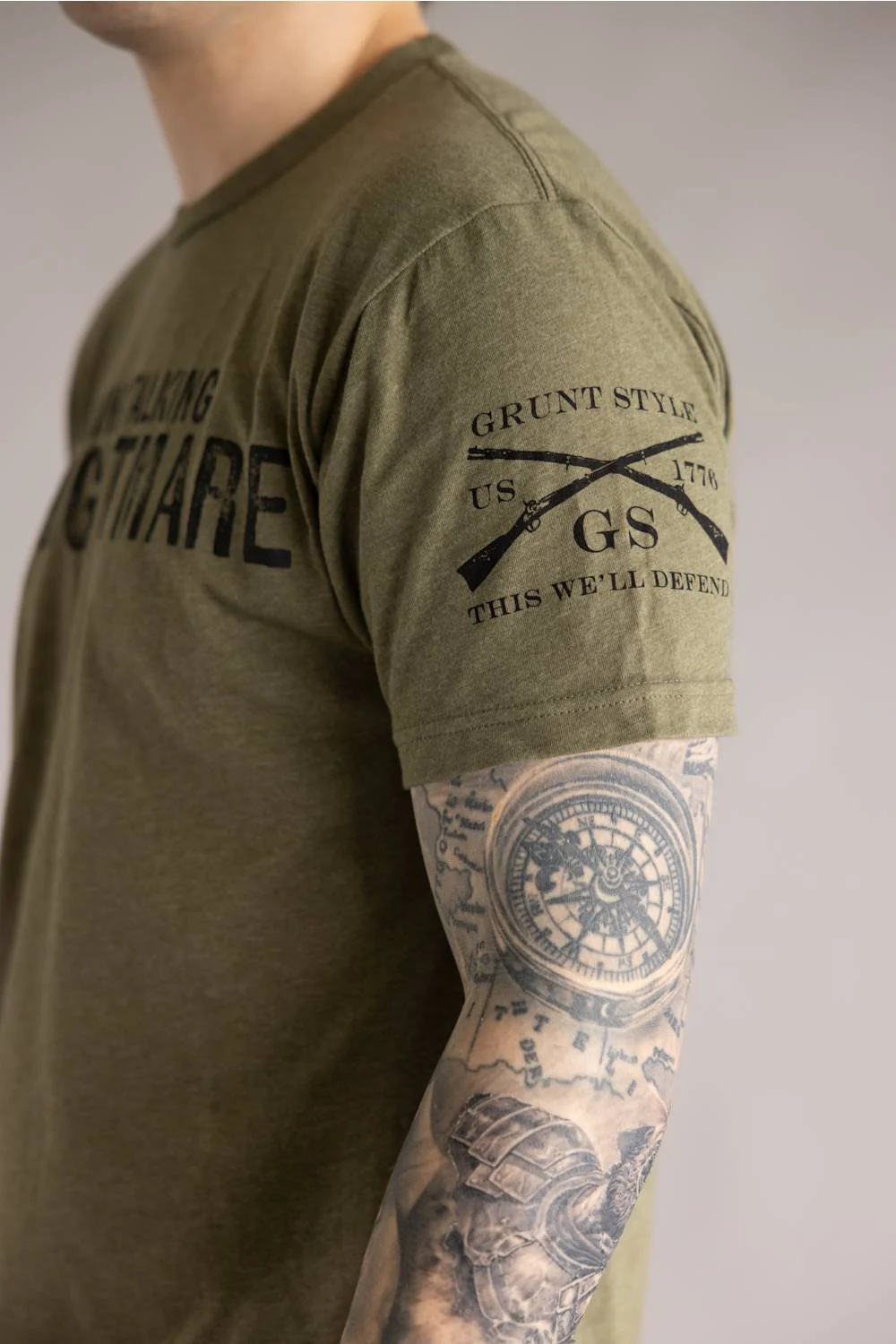 Grunt Style 1776 HR Nightmare T-Shirt for Men in Green | GS7011-MILITARYGREEN - Image 2