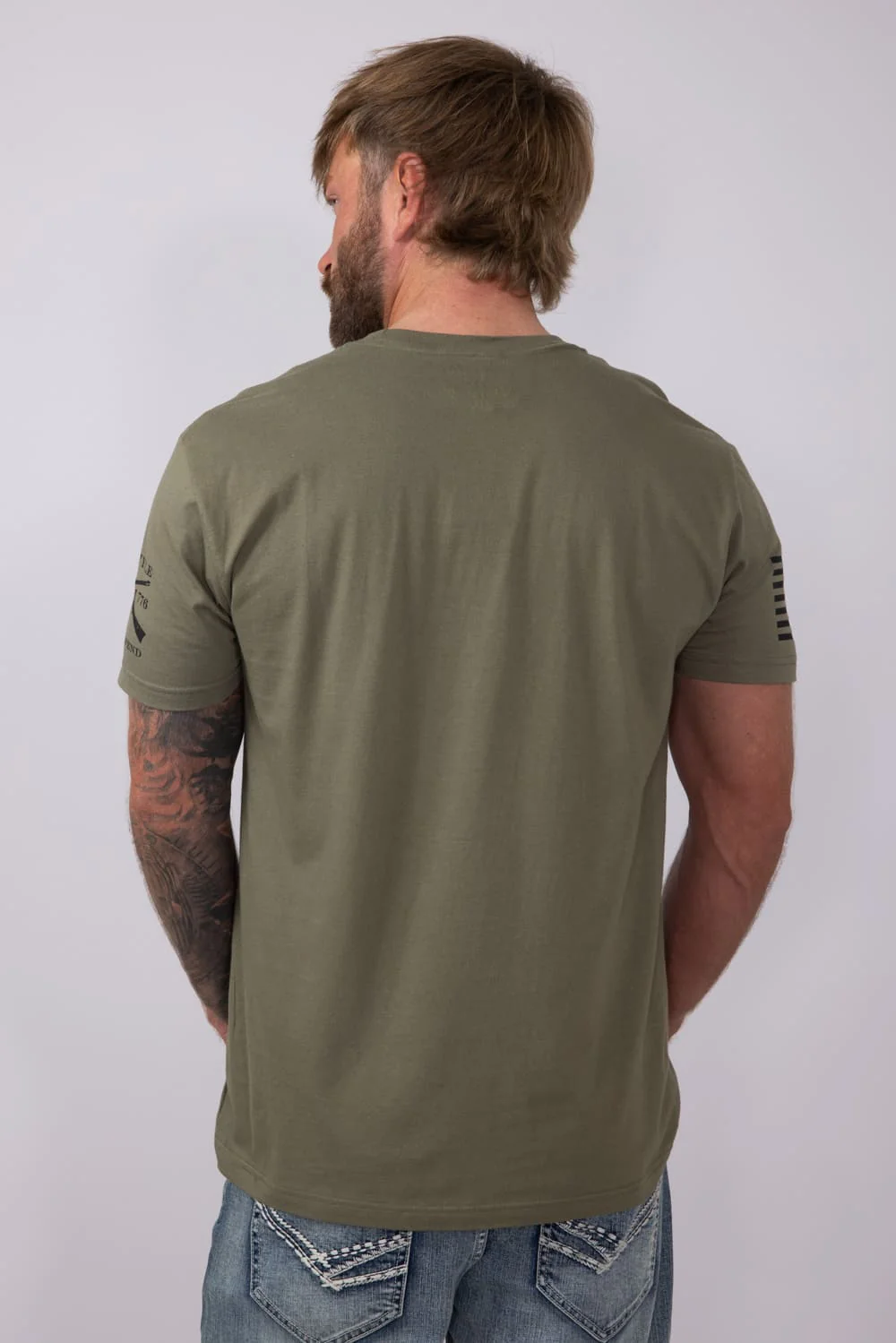 Grunt Style Grumpy Old Vet T-Shirt for Men in Green | GS4505-ARMYGREEN - Image 3