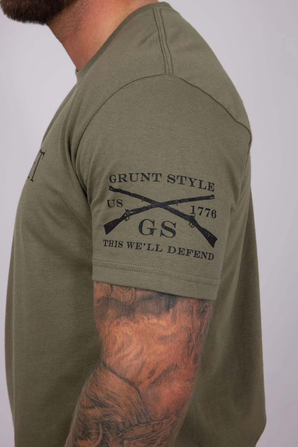 Grunt Style Grumpy Old Vet T-Shirt for Men in Green | GS4505-ARMYGREEN - Image 4
