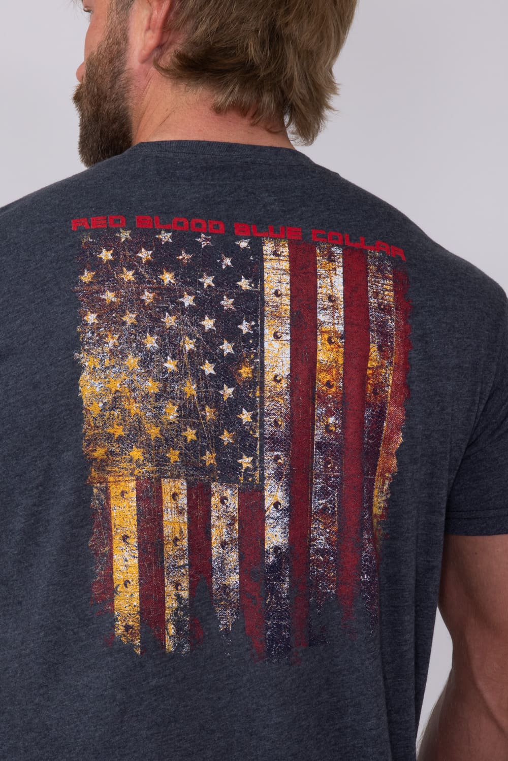 Grunt Style Red Blood Blue Collar T-Shirt for Men in Charcoal | GS5758-CHARCOAL - Image 3