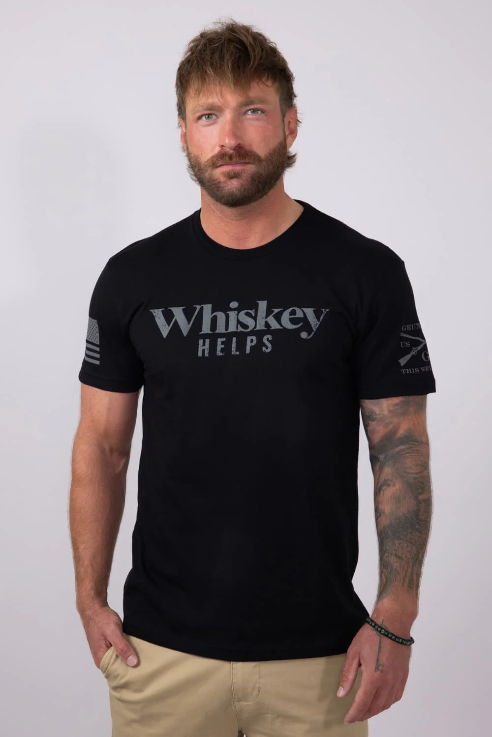 Grunt Style Whiskey Helps T-Shirt for Men - Image 3