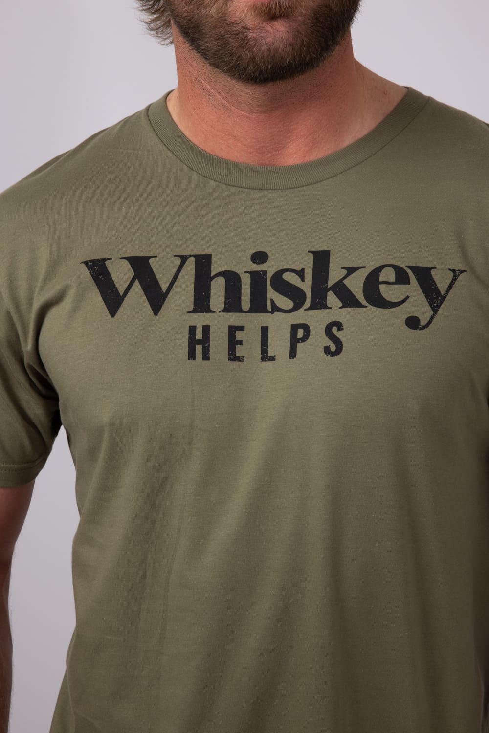 Grunt Style Whiskey Helps T-Shirt for Men in Army Green | GS5215-ARMY - Image 3
