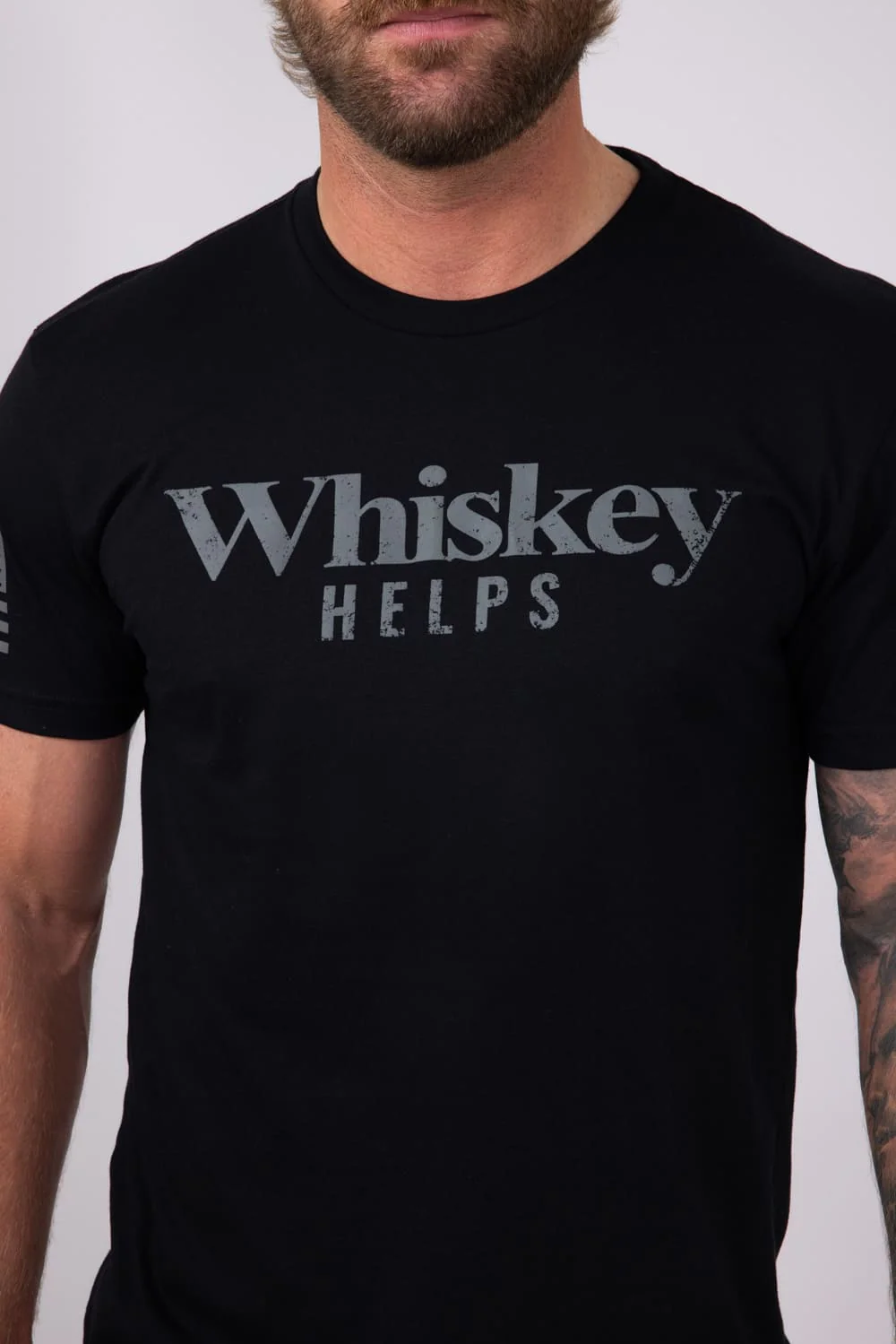 Grunt Style Whiskey Helps T-Shirt for Men in Black | GS2598-BLACK - Image 2