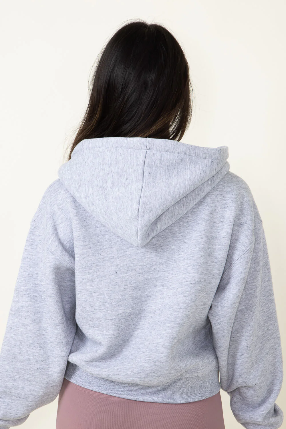 Half Zip Fleece Hoodie for Women in Heather Grey | JK350-LTGREY - Image 2