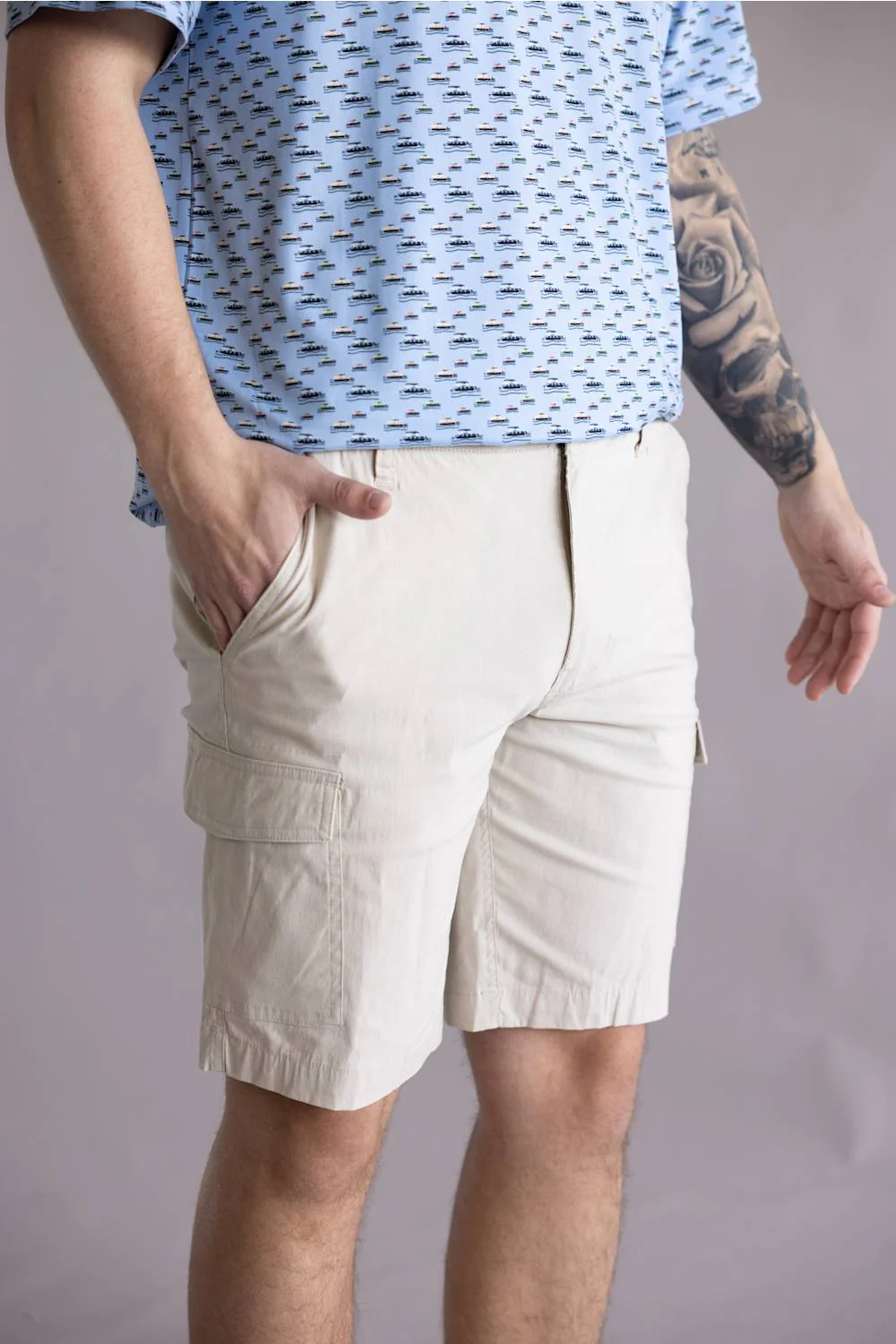Hallstatt 10 Cargo Shorts for Men in Pelican | S194F-PELICAN - Image 3