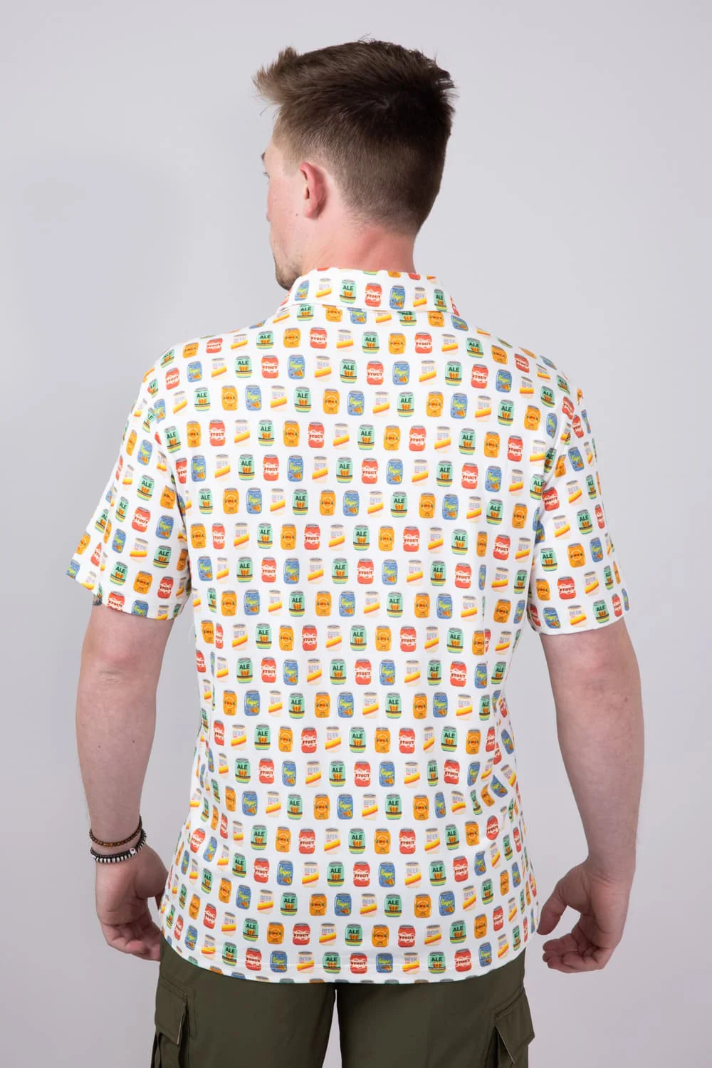 Hallstatt Beer Can Print Full Button Shirt for Men in White | HK017-BEERME-COCONUT - Image 3