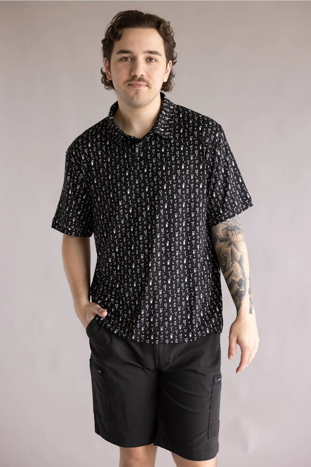 Hallstatt Cocktails Polo for Men in Black | T50365-TIPSY-BLACK - Image 4