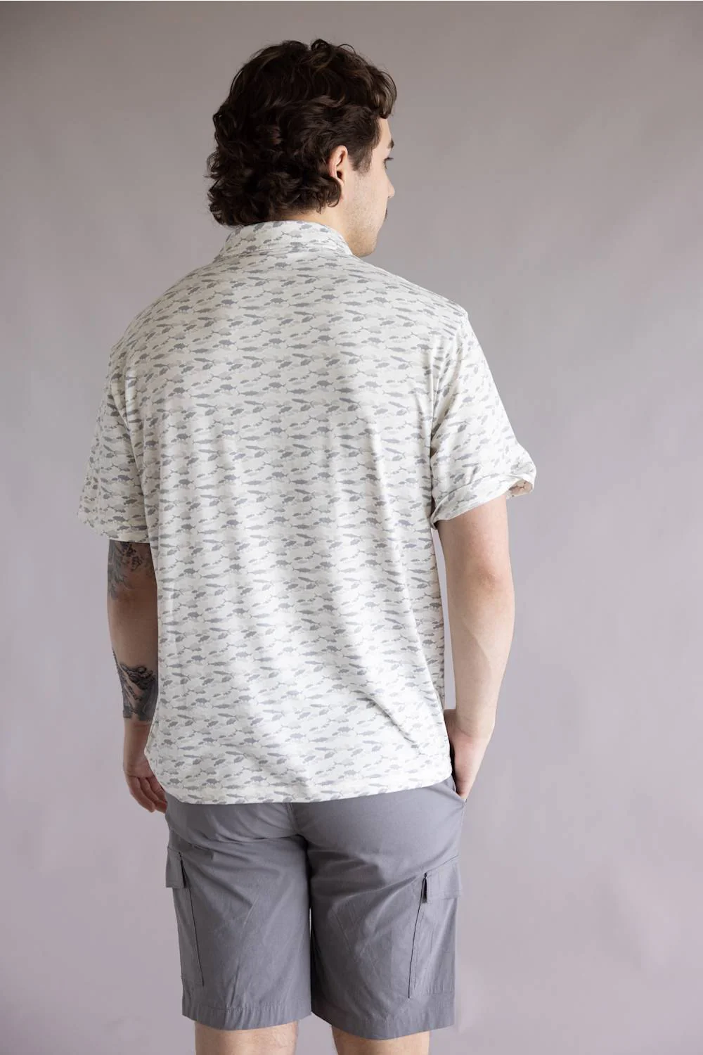 Hallstatt Fish Camo Polo for Men in Gray | T50365-CAMOSCHOOL-GRAY - Image 3