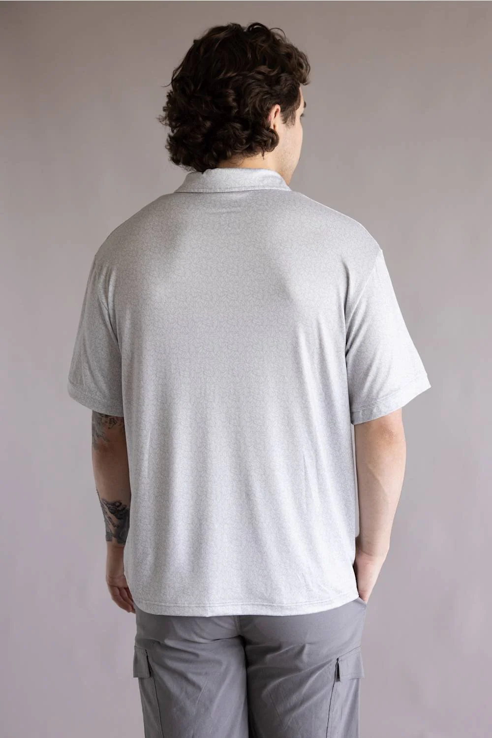 Hallstatt Leaves Polo for Men in Gray | T50365-LEAVES500-GRAY - Image 3