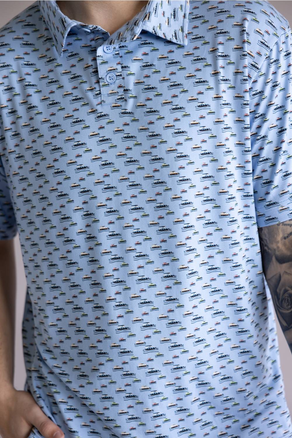 Hallstatt Pontoon Polo for Men in Blue | T50365-PARTYBOAT-BLUE - Image 2