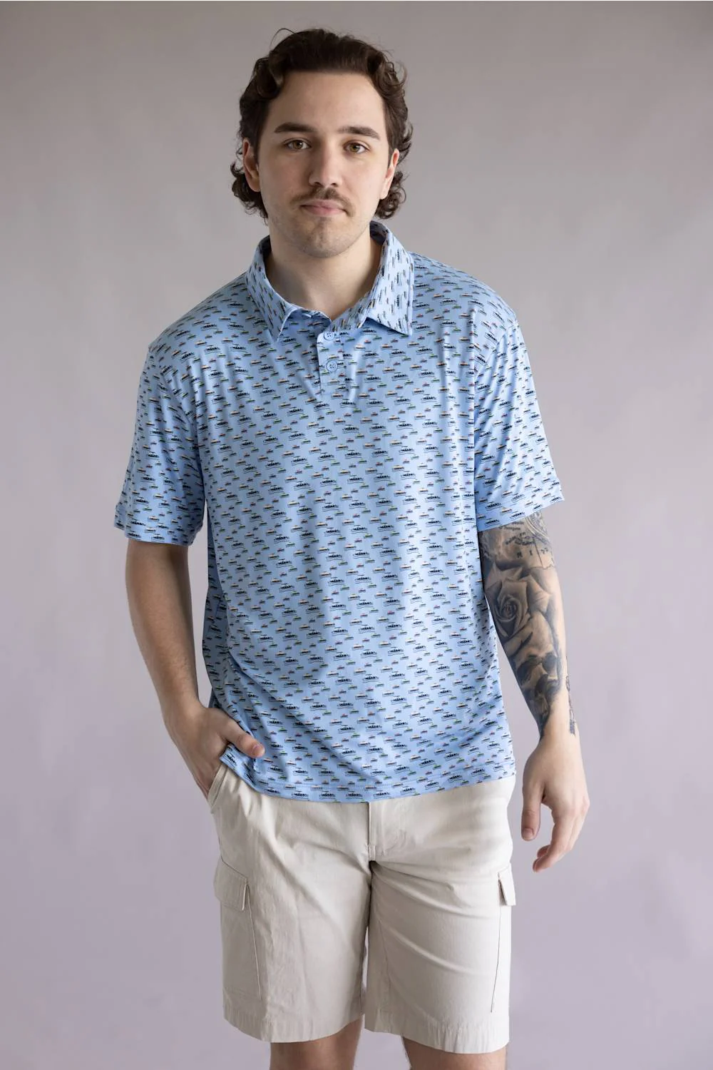 Hallstatt Pontoon Polo for Men in Blue | T50365-PARTYBOAT-BLUE - Image 4