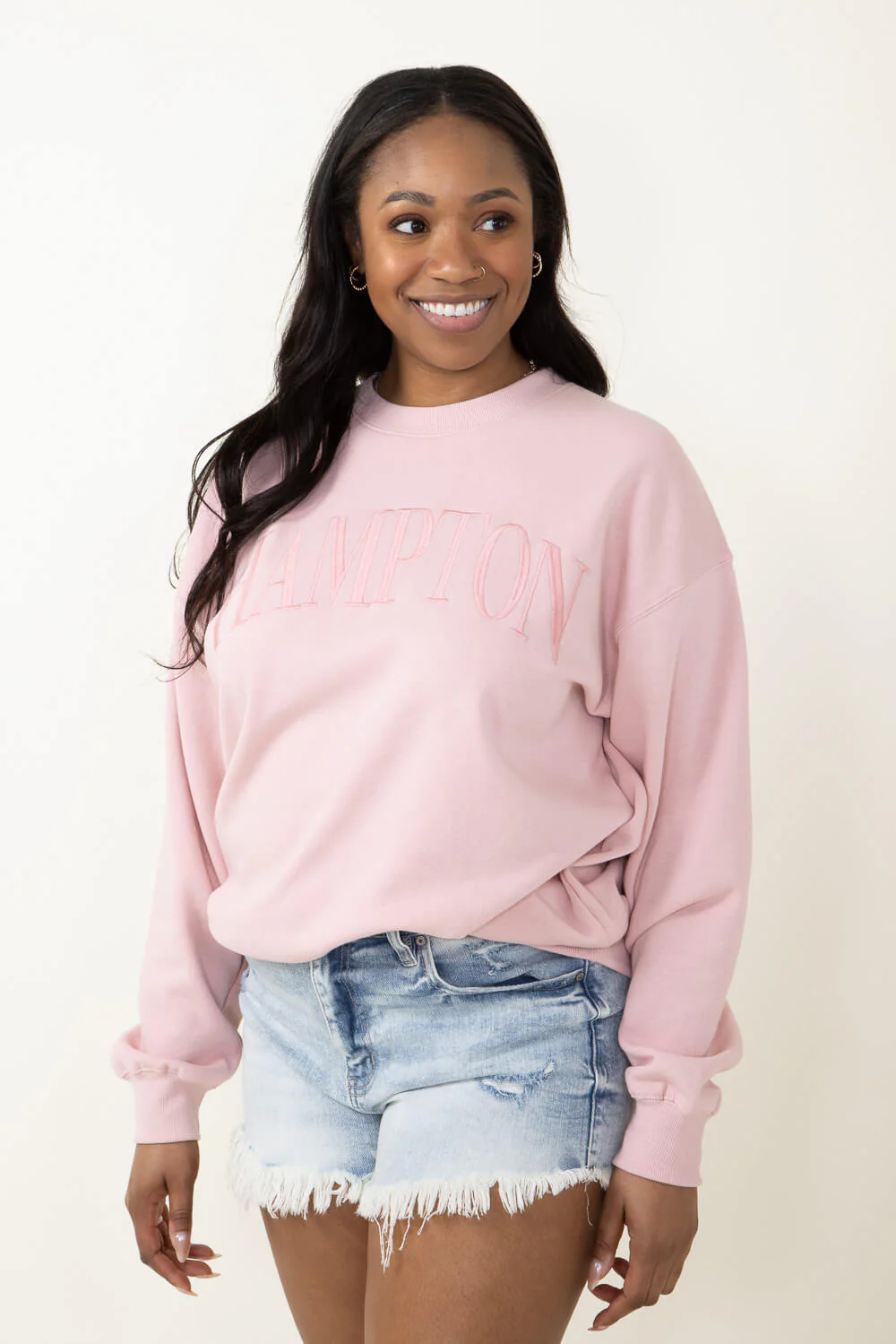 Hampton Embroidered Sweatshirt for Women in Pink | T864-PINK - Image 3