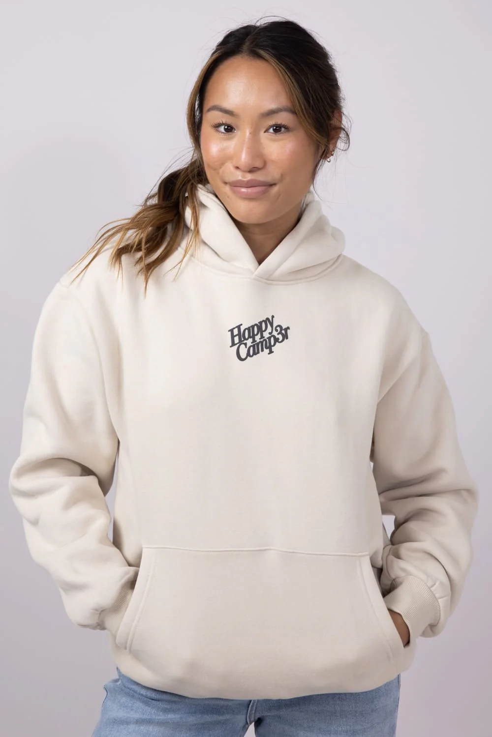 Happy Camp3r Puff Series Hoodie for Women in Beige | W300BEIG-13-BEIGE - Image 3