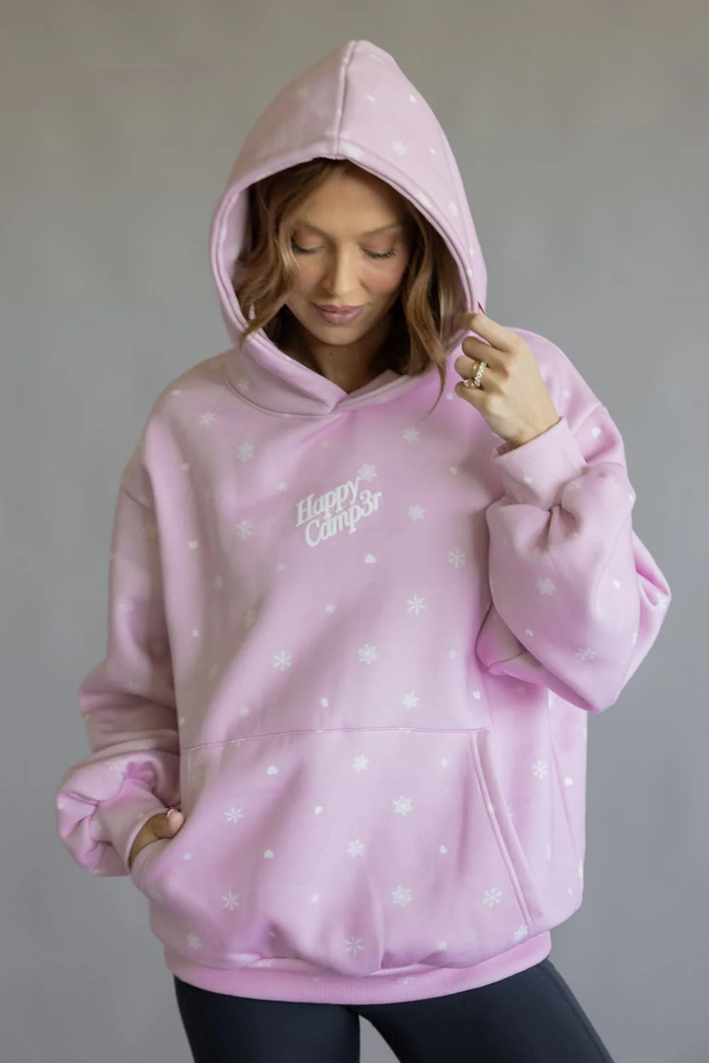 Happy Camp3r Puff Snow Angel Hoodie for Women in Light Pink | W300LTPK-1-LIGHTPINK - Image 2