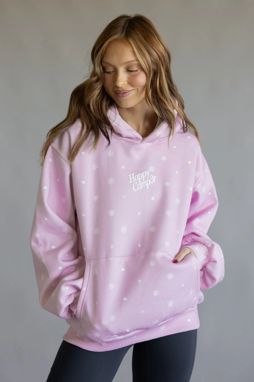 Happy Camp3r Puff Snow Angel Hoodie for Women in Light Pink | W300LTPK-1-LIGHTPINK - Image 3