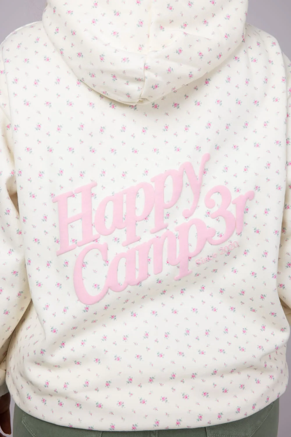 Happy Camp3r Vintage Flower Hoodie for Women in Cream | W304P24-16-CREAM - Image 3