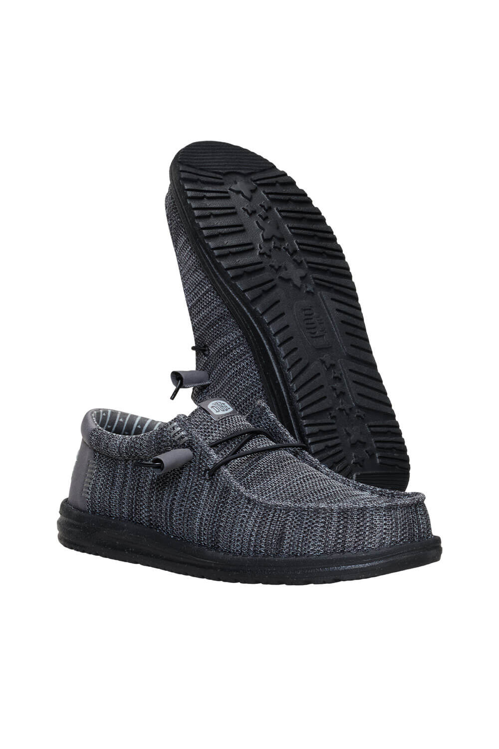 HEYDUDE Men’s Wally Stretch Sox Shoes in Granite Grey/Black | 41898-1U4 - Image 5