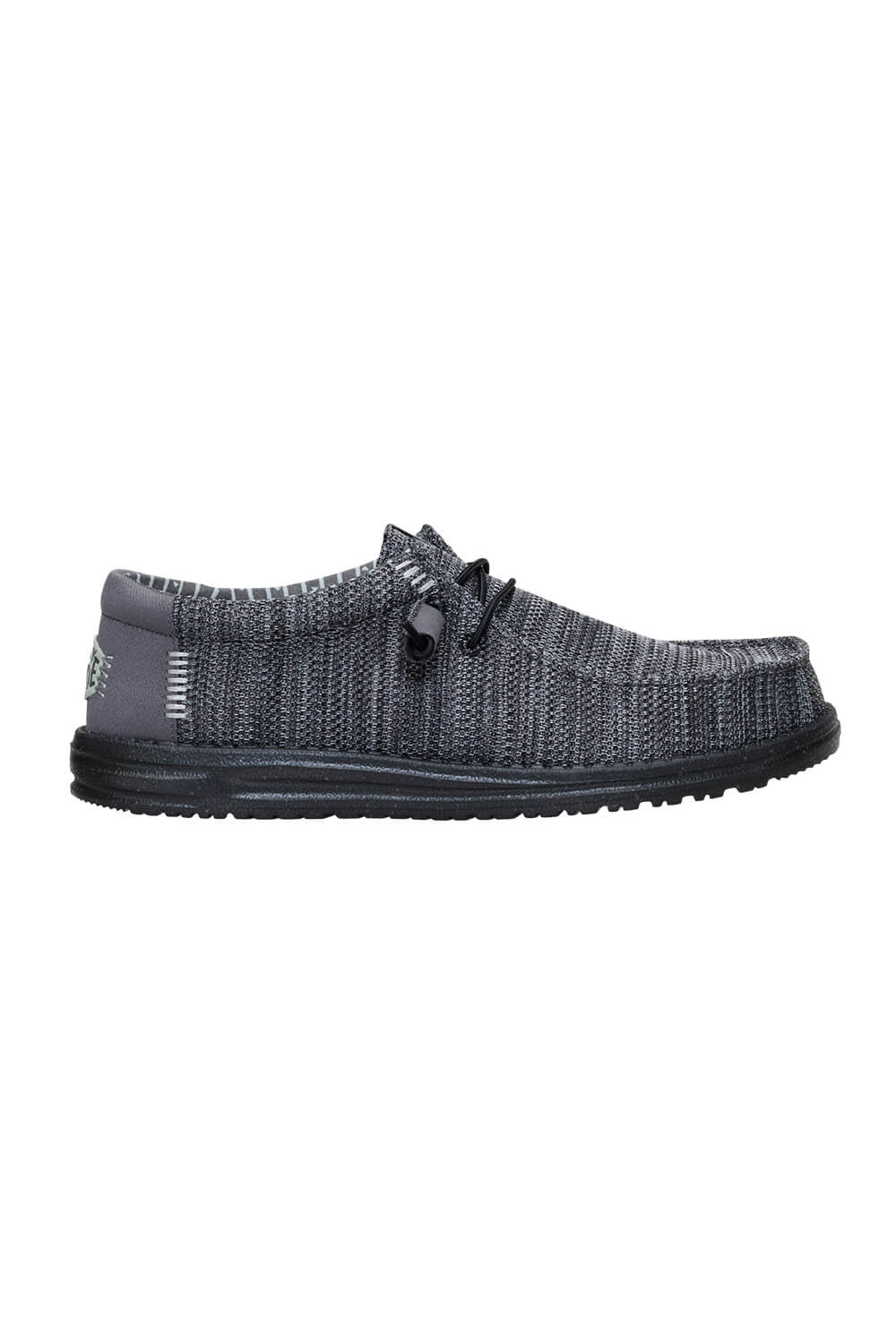 HEYDUDE Men’s Wally Stretch Sox Shoes in Granite Grey/Black | 41898-1U4 - Image 8