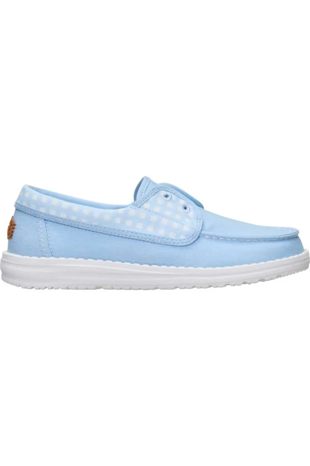 HEYDUDE Women’s Wendy Cru Gingham Shoes in Skyway/Blue Multi | 45415-4ZR - Image 5