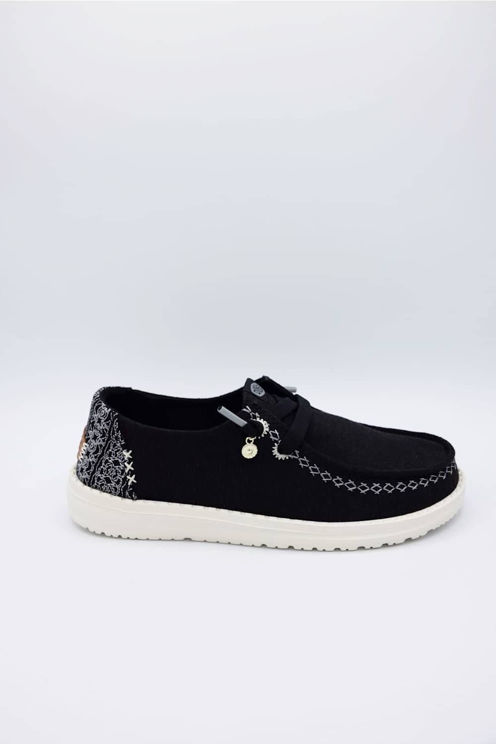 HEYDUDE Womens Wendy Break Surf Jersey Shoes in Black Multi | 45217-0C4 - Image 2