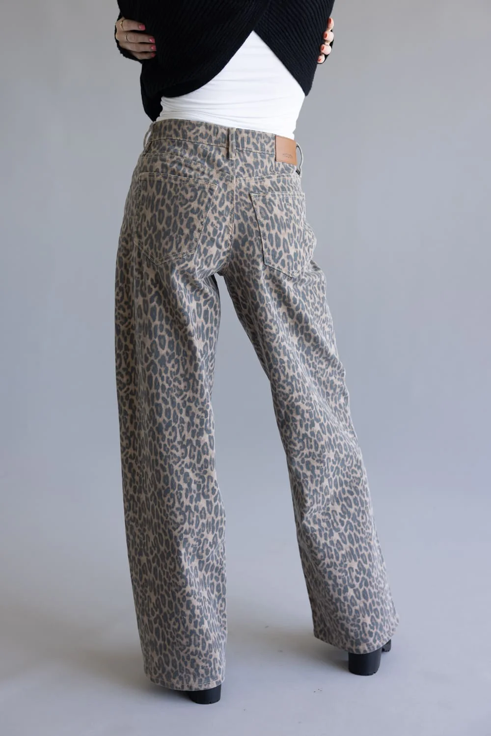 Hidden Alyx High Rise Slung Baggy Jeans for Women in Leopard Brown | HD9505B-CHE - Image 2