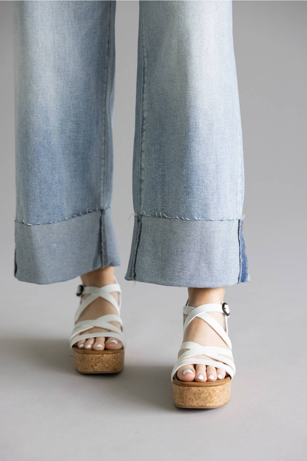 Hidden High Rise Crop Wide Cuffed Jeans for Women | HD9551C-ML - Image 3