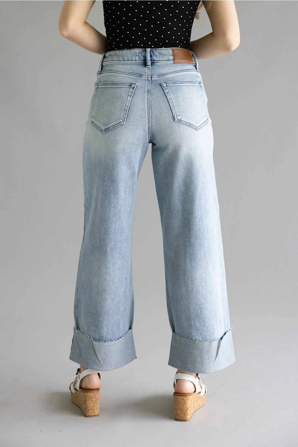 Hidden High Rise Crop Wide Cuffed Jeans for Women | HD9551C-ML - Image 4