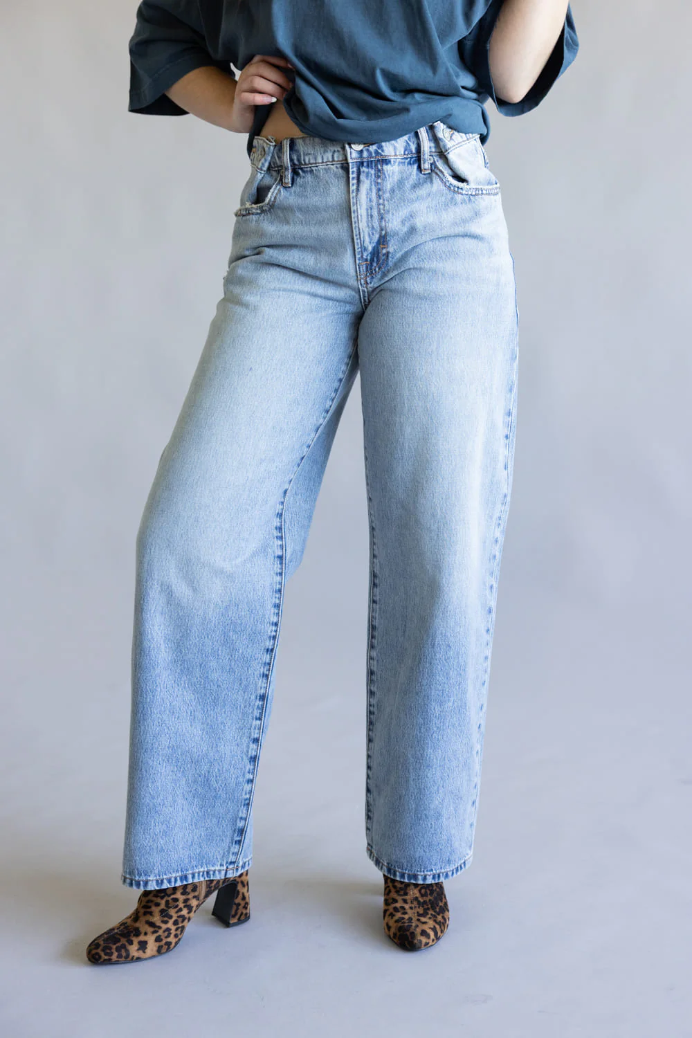 Hidden Mid-Rise Adjustable Baggy Jeans for Women  | HD9604OB-ML - Image 5