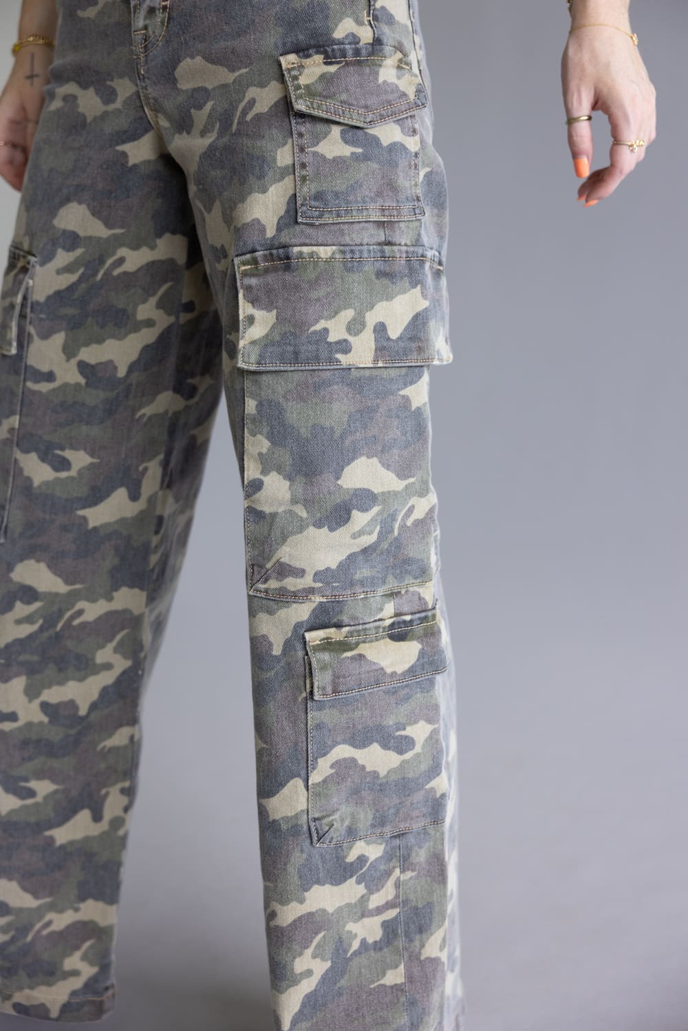 Hidden Nori High Rise Wide Leg Cargo Jeans for Women in Camo | HD9299-CAM - Image 4