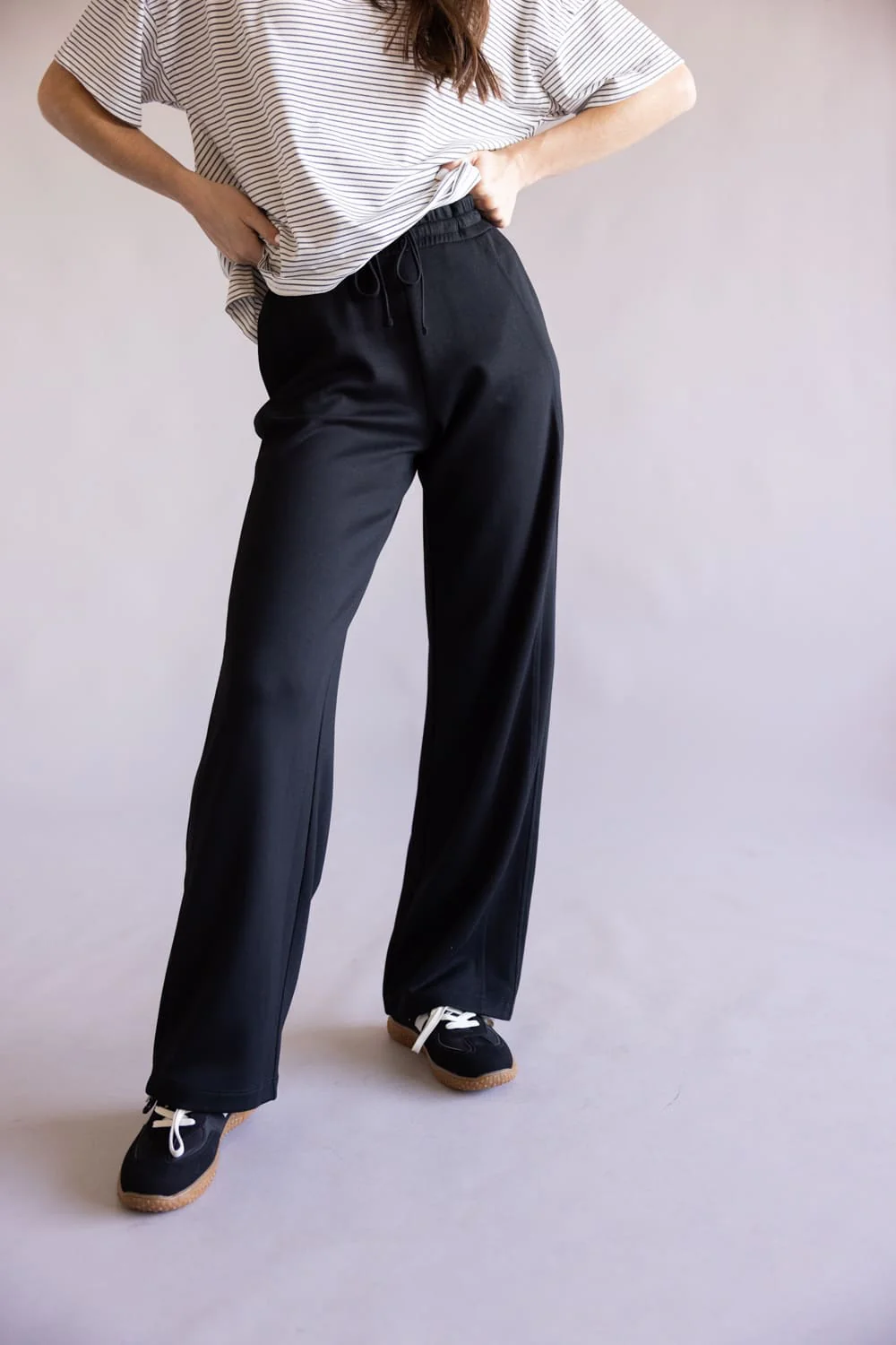 High Rise Ease Into It Drawstring Lounge Pants for Women in Black | DZ25C725-BLACK - Image 4
