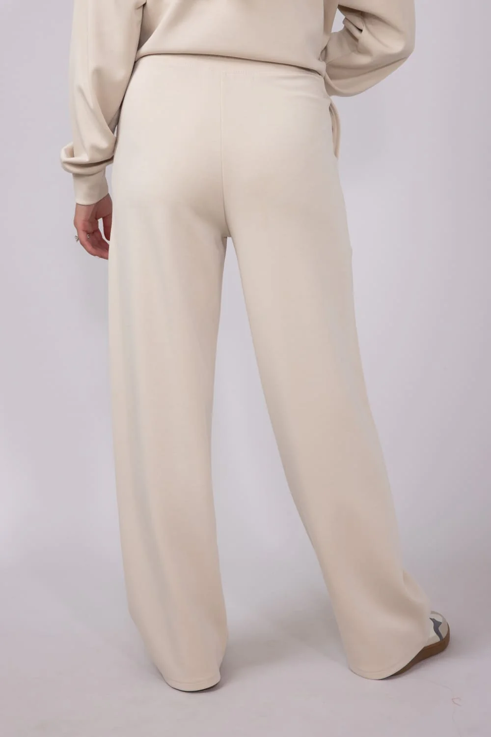High Rise Stretch Wide Leg Sweatpants for Women in Beige | GP016-BEIGE - Image 3