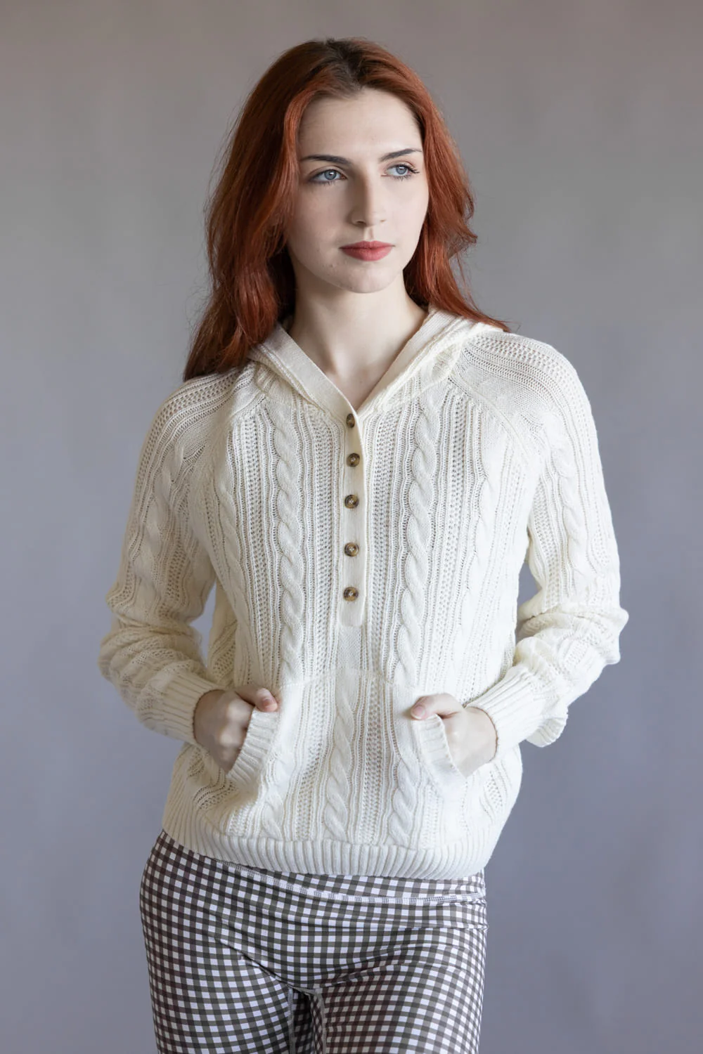Hooded Henley Sweater for Women in Blizzard White | PF5S27950-BLIZZARDWHITE - Image 2