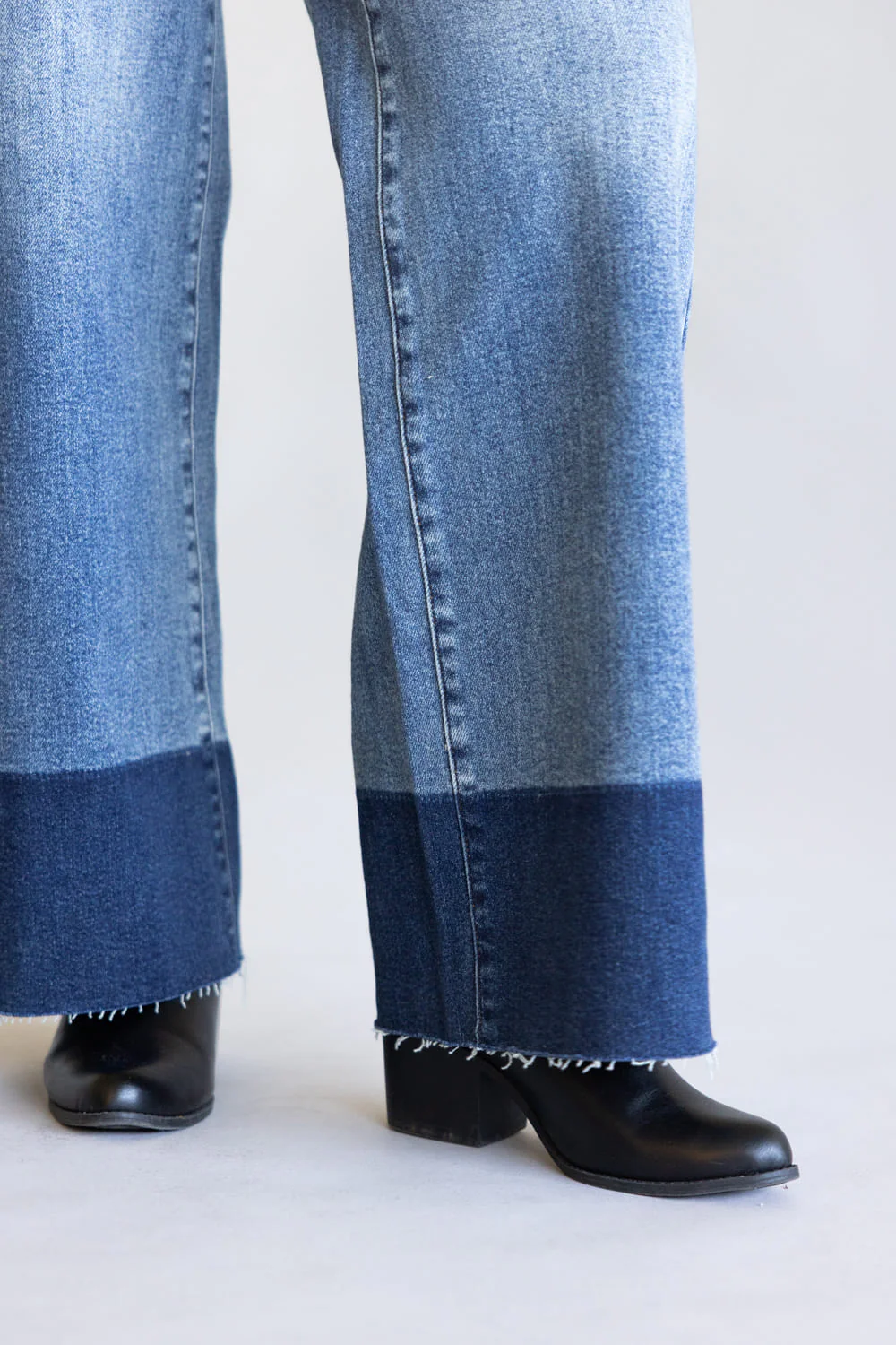 Judy Blue High-Rise Two Tone Cuff Straight Leg Jeans for Women | 881043REG - Image 2