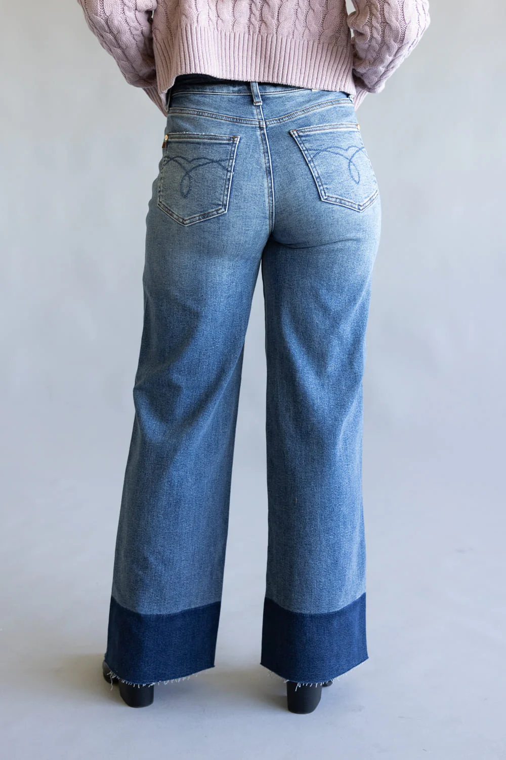 Judy Blue High-Rise Two Tone Cuff Straight Leg Jeans for Women | 881043REG - Image 4