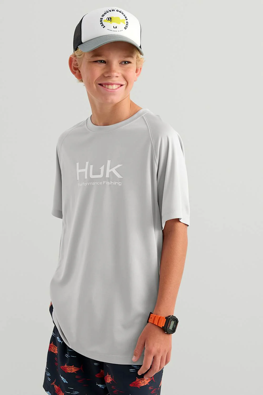 Huk Fishing Youth Pursuit T-Shirt for Boys in Grey | H7120101-059-GREY - Image 3