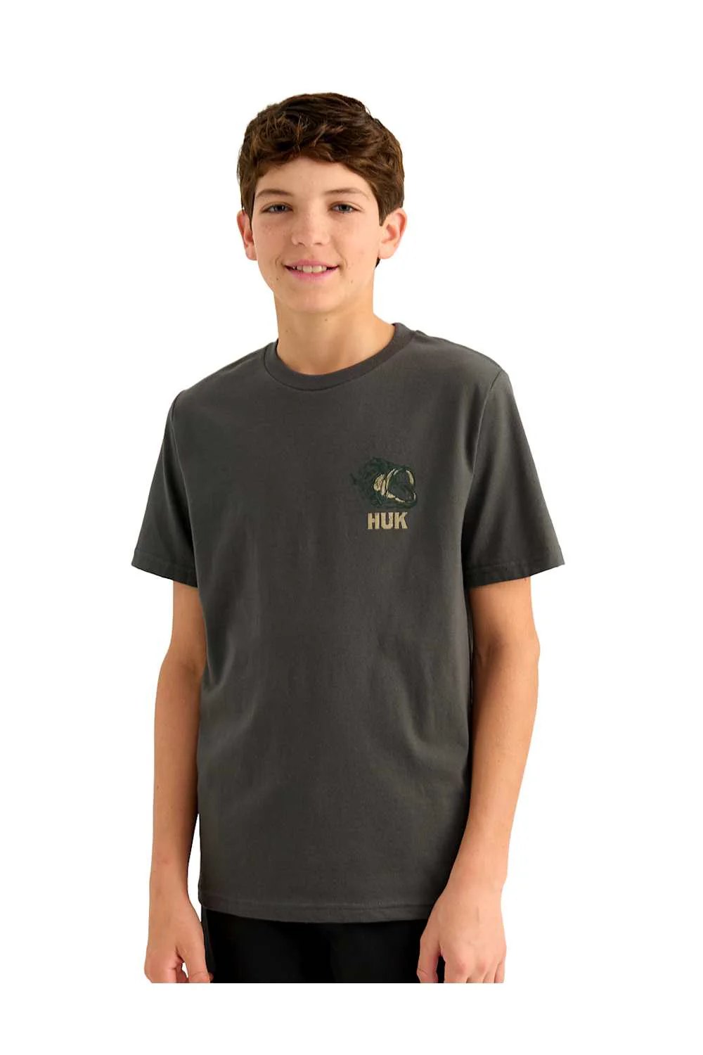 Huk Fishing Youth Bass Hours T-Shirt for Boys in Dark Grey | H7100122-060-DKGREY - Image 2
