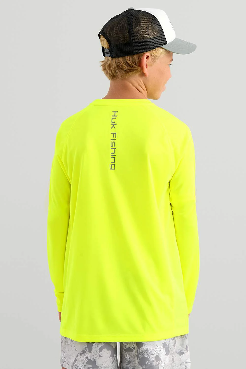 Huk Fishing Youth Pursuit Performance Crew T-Shirt for Boys in Yellow | H7120091-803-YELLOW - Image 3